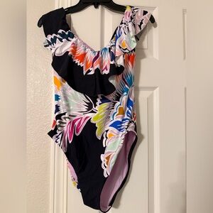 Trina Turk Multicolor Ruffled One-Piece Swimsuit